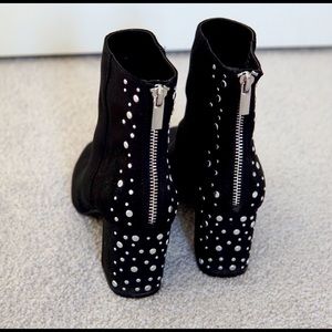 Call It Spring Black Suede Booties with Studded Heels
